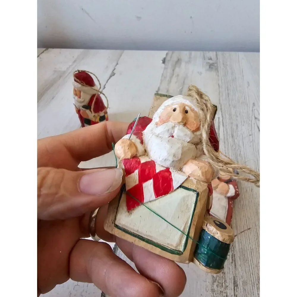 Vintage Eddie Walker knitter sore Santa ornament Mrs Claus knitting knitter Xmas